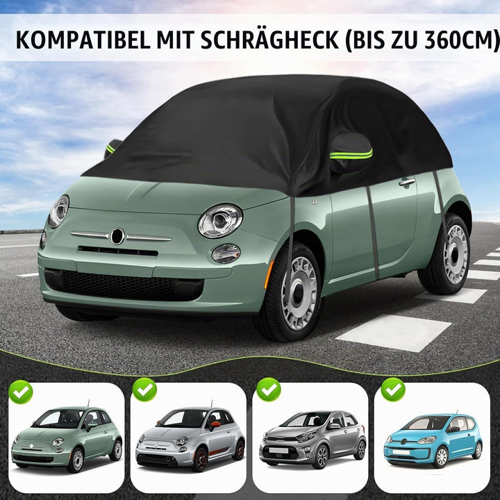 Autoabdeckung Schrägheck Universalmodell 300 * 150 * 49cm, Halbgarage Wasserdicht Ersatz für FIAT 50