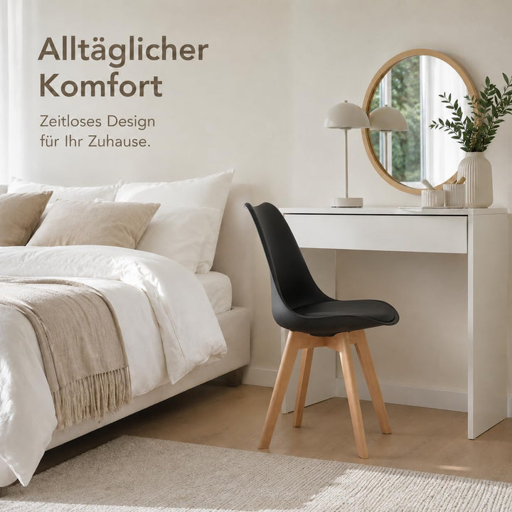 EGGREE 6er Set Esszimmerstühle mit Massivholz Buche Bein SGS Geprüfter, Retro Design Gepolsterter St