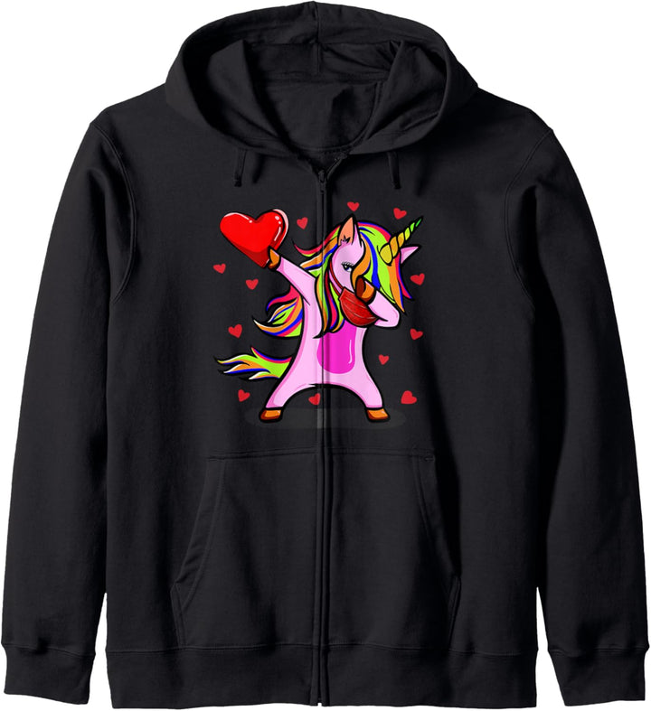 Dabbing Unicorn Wears Face Mask Valentins Kostüm Geschenke Kapuzenjacke