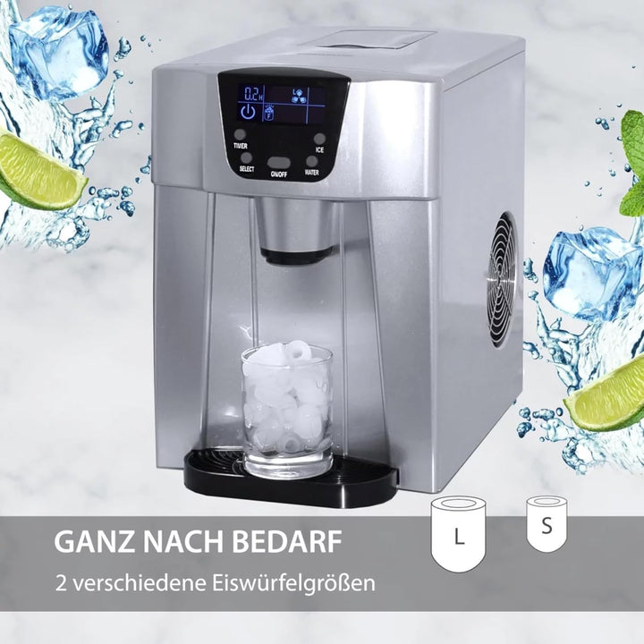 Syntrox Germany Eiswürfelmaschine Plumpix (Display + Eiswasserfunktion), 500 Watt, Eiswürfelautomat