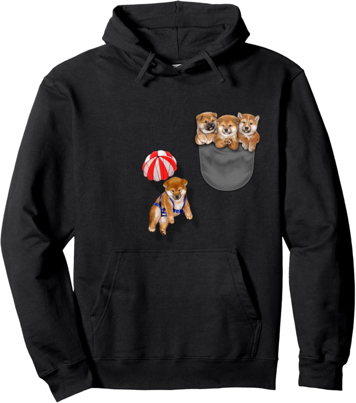 Shiba Hund spielt in der Tasche Pullover Hoodie