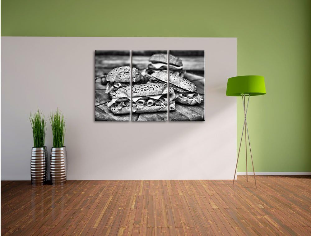 Pixxprint Köstliche Sandwiches als Leinwandbild/Grösse: 3 Teilig (120x80) cm/Wandbild/Kunstdruck/fer