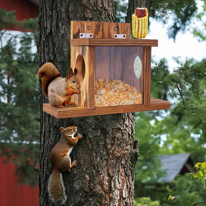 Eichhörnchen Futterhaus Und Futterstation Für Draussen, Wetterfest Futterstation Aus Holz, Eichhörnc