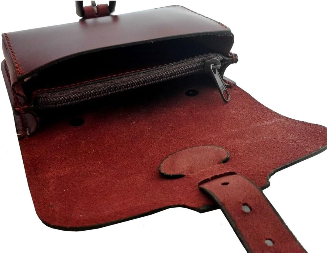 EL BURRO Leder Gürteltasche Hüfttasche Bauchtasche (bordo), Bordo