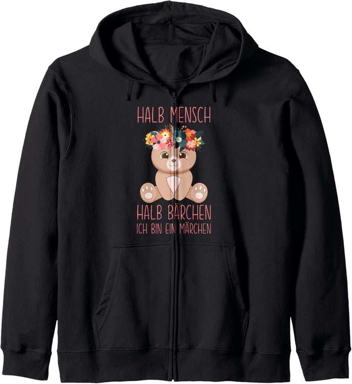 Halb Mensch Halb Bärchen Ein Märchen Teddybär Bär Spruch Kapuzenjacke