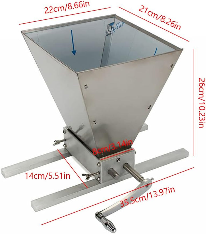 Getreidemühle mit Aluminiumsockel Manuelle Malzmühle Gerstenkornmühle mit 2 Edelstahlwalzen Für das