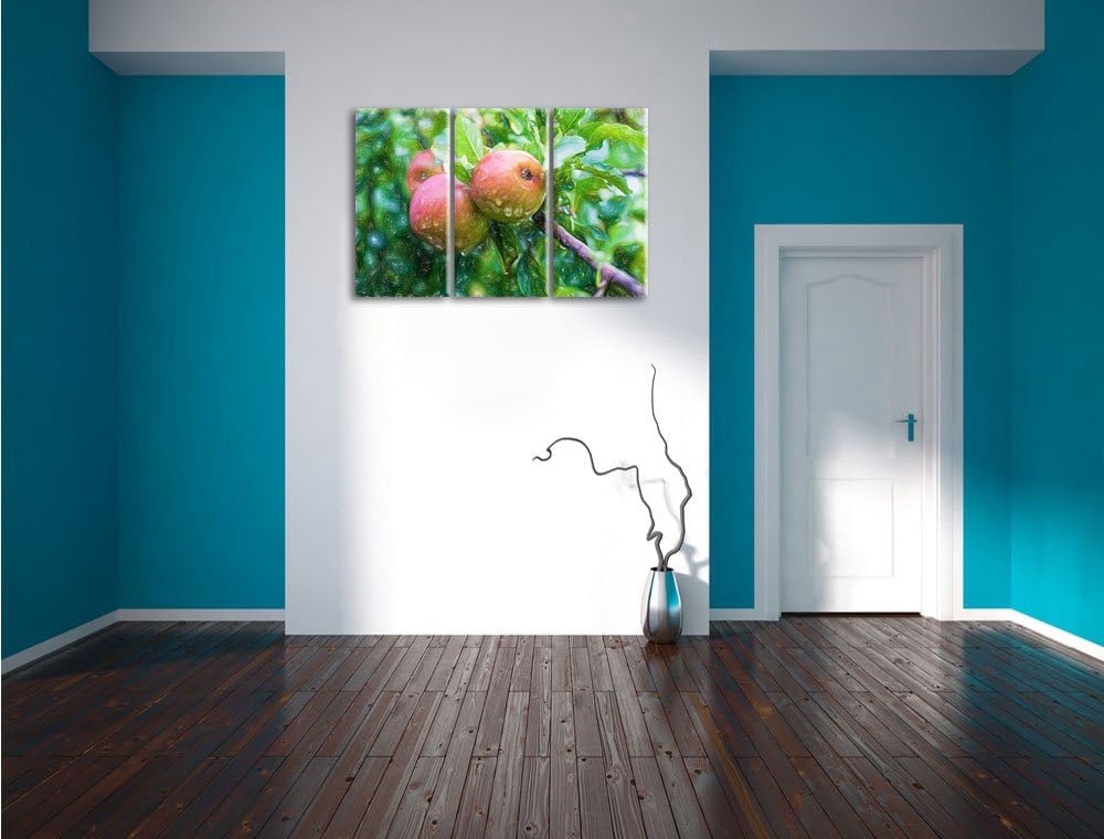 Pixxprint Wilde Äpfel Buntstift Effekt als Leinwandbild/Grösse: 3 Teilig (120x80 cm) cm/Wandbild/Kun