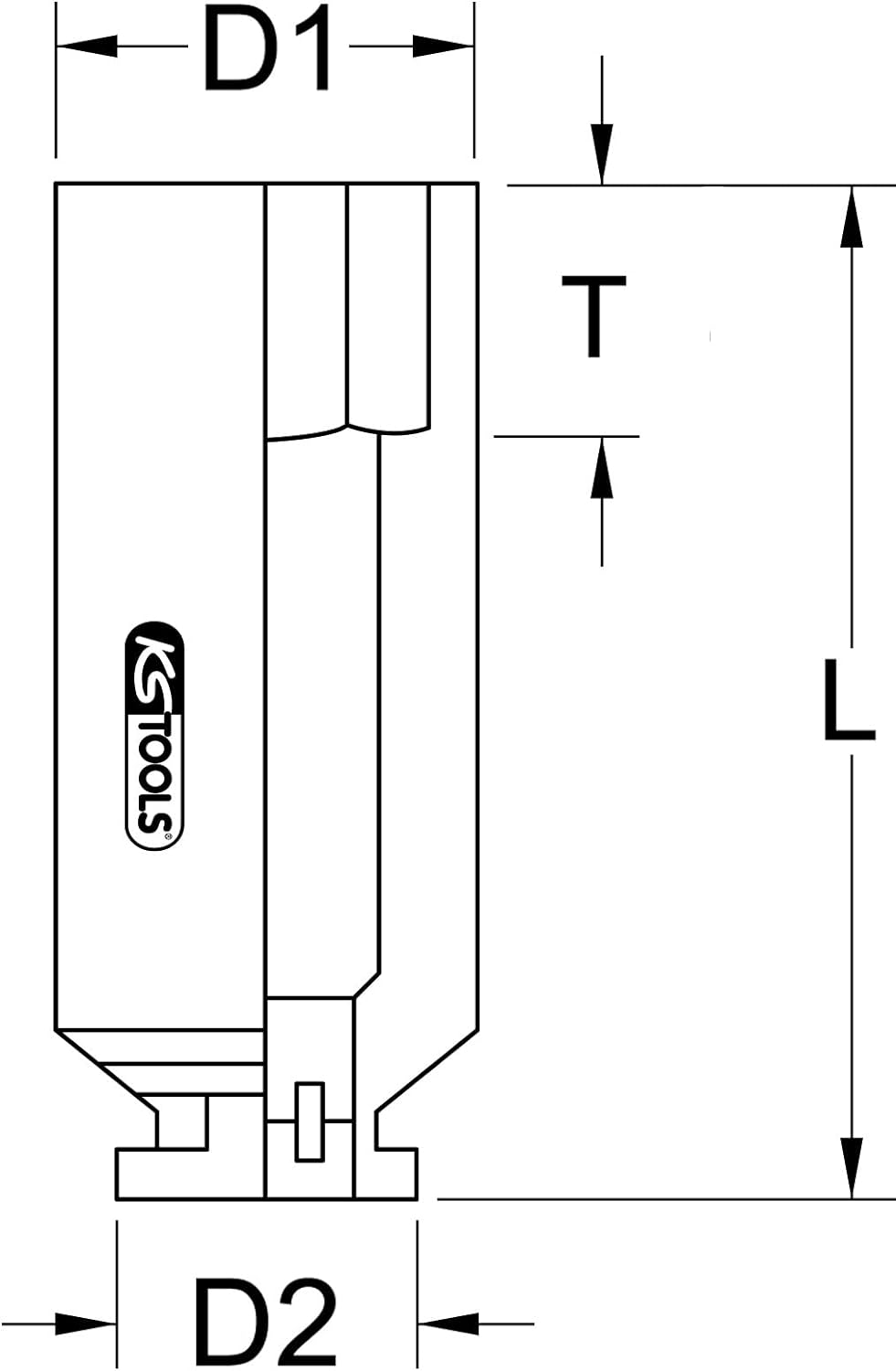 KS Tools 515.1446 3/4" Sechskant-Kraft-Stecknuss, lang, 46mm 46 mm, 46 mm