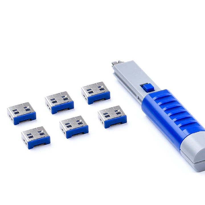 SmartKeeper ESSENTIAL / 6 x USB A-Port Blockers mit 1 x Lock Key Basic / Dunkelblau, Dunkelblau