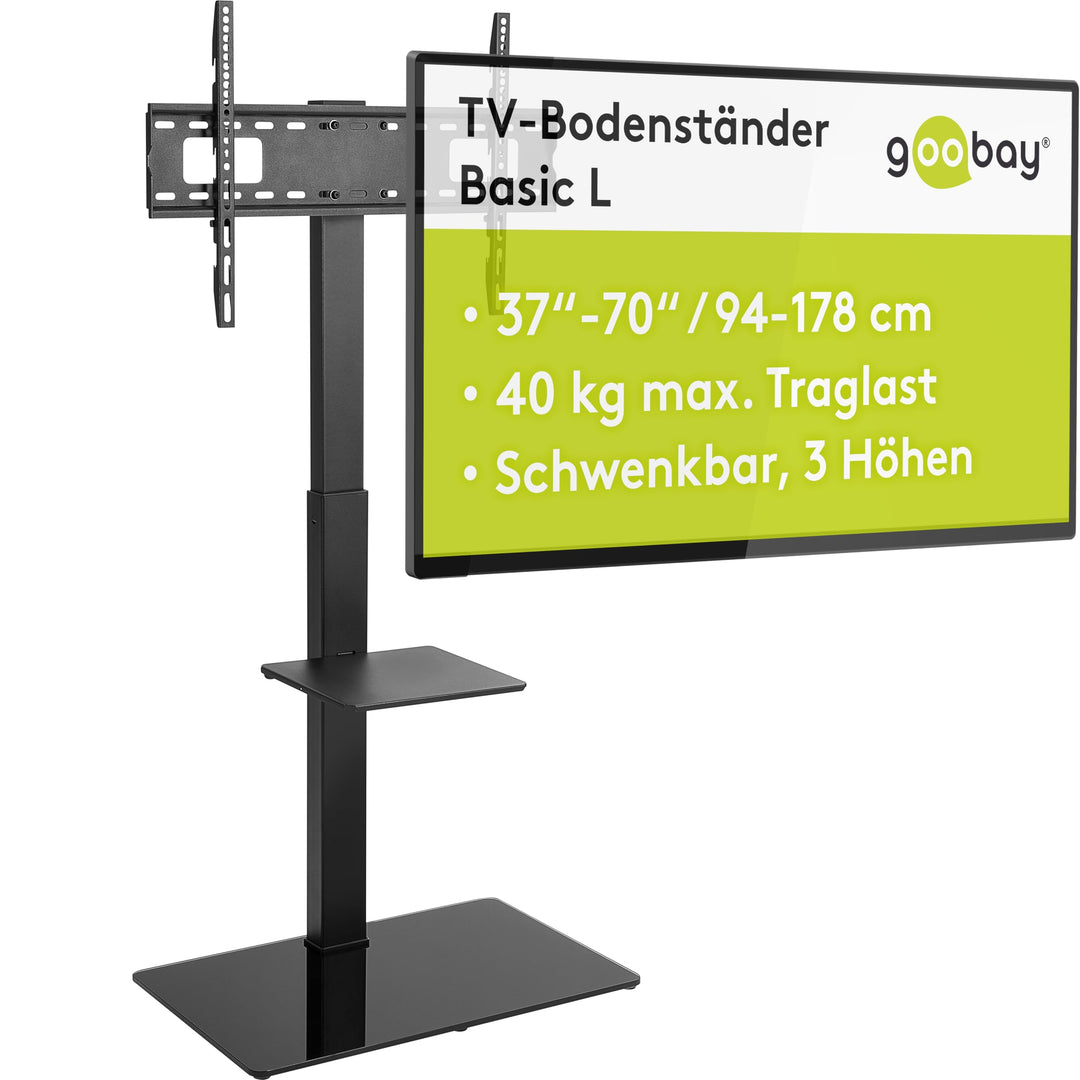 goobay 58526 TV Standfuss für Fernseher und Monitore zwischen 37“ und 70 Zoll (94-180cm) / Schwenkba