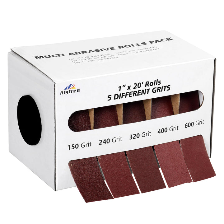 5 Rollen Schleifpapier Rolle, 6 m x 25 mm Schmirgelpapier mit Körnungen 150, 240, 320, 400 und 600,
