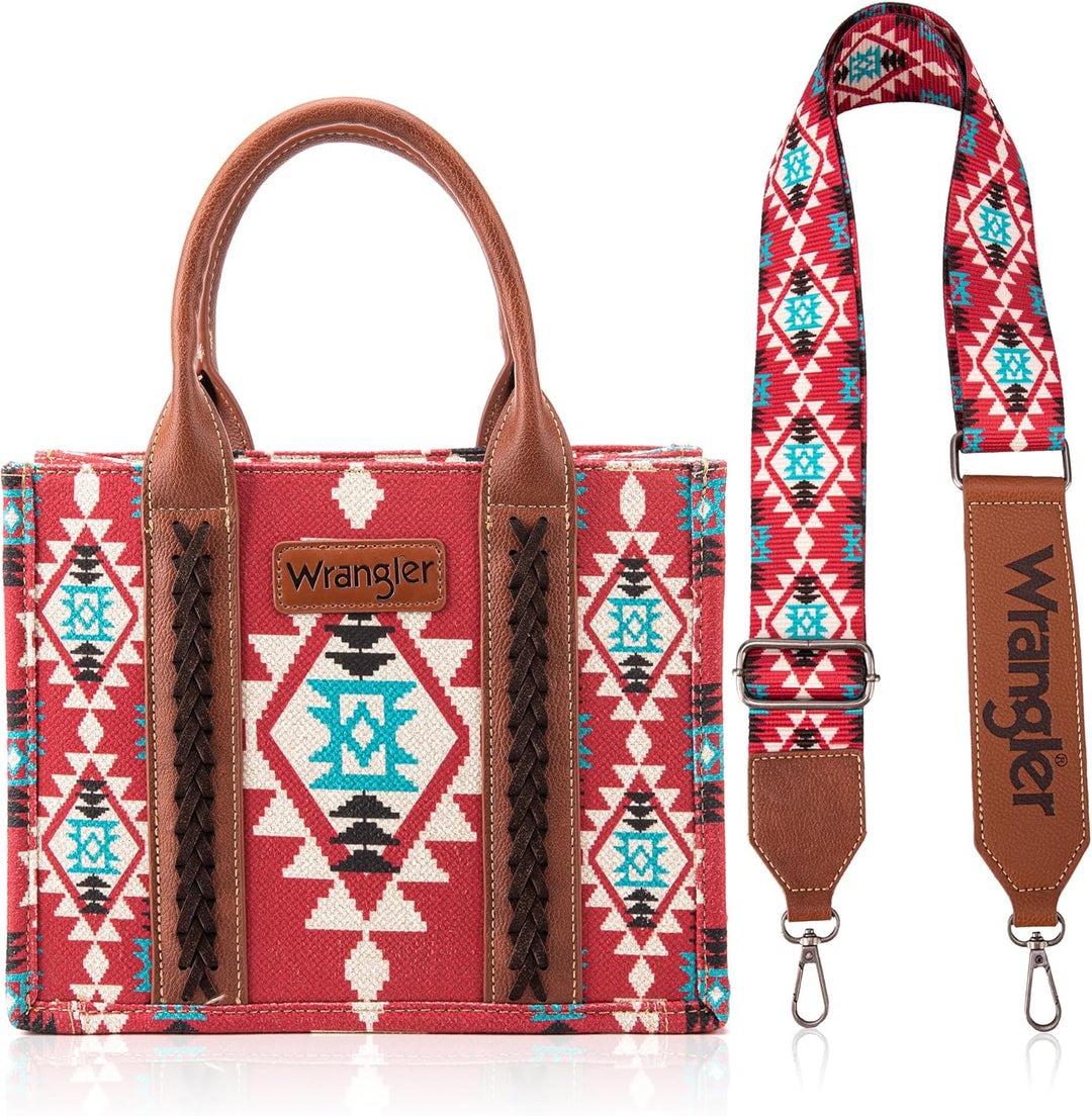 Wrangler Aztec Tote Bag for Women Boho Shoulder Purses and Handbags Angel Diamond Burgundy (Gitarren