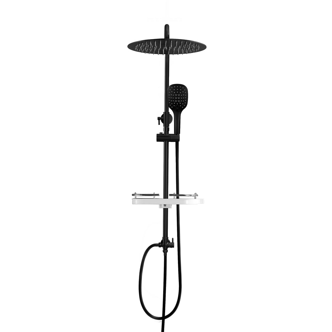 Görbach Duschsystem Duschset ohne Duscharmatur Regendusche Überkopfbrauseset matt schwarz (D30MB+Abl