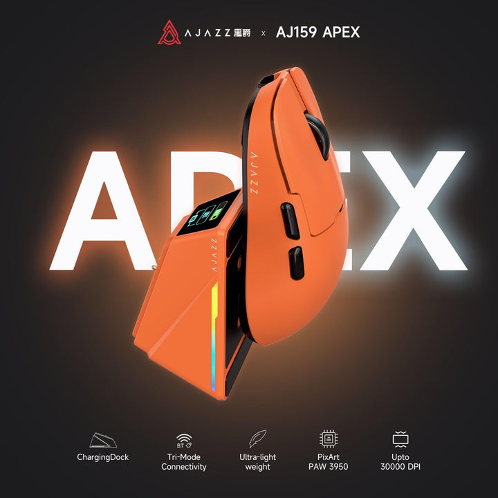 AJAZZ AJ159 APEX Wireless Gaming Mouse with RGB Magnetic Charging Base, Lightweight 56 Gram Design,