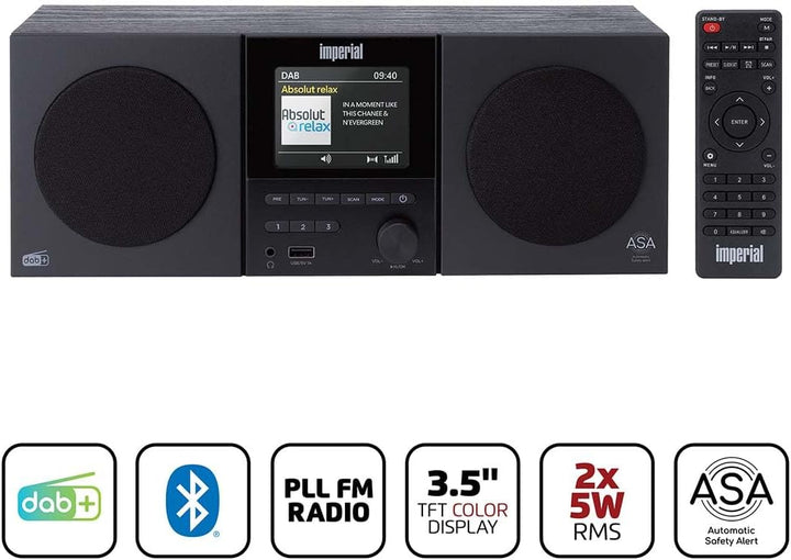 Imperial DABMAN-220BK - DAB Plus FM Radio - Bluetooth V5.3 - USB Wiedergabe und Ladefunktion - Gross