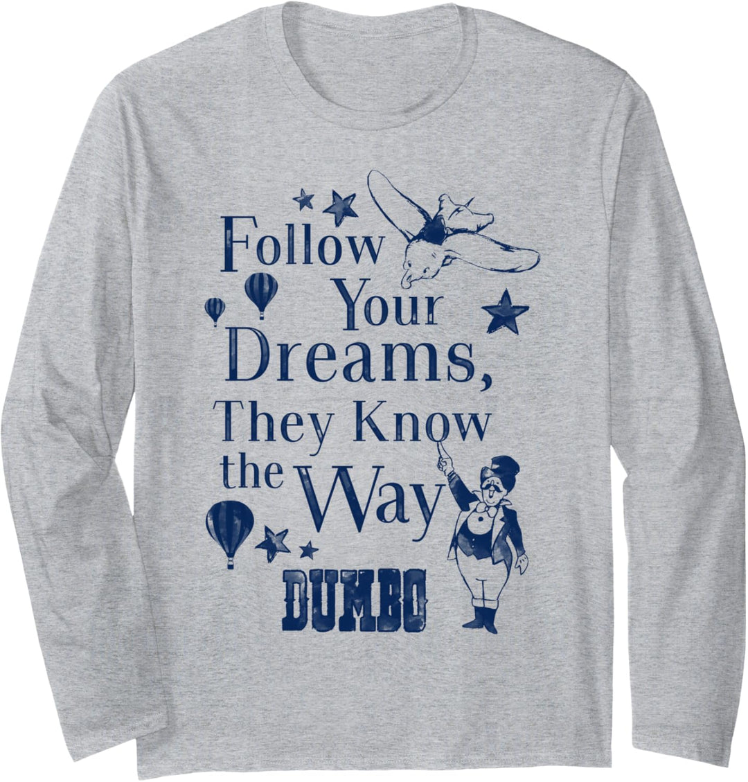 Disney Dumbo Follow Your Dreams Vintage Poster Langarmshirt