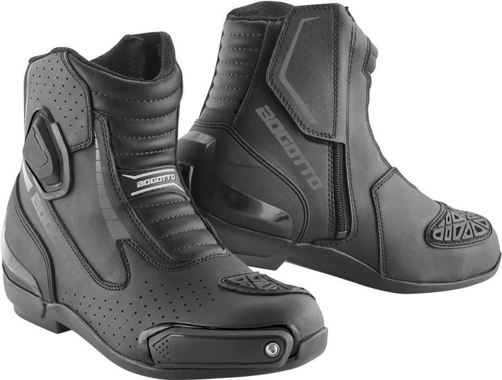 Bogotto Cartagena perforierte Motorrad Stiefel, schwarz, 37 | Atmungsaktiv Schwarz 37 EU, Schwarz 37