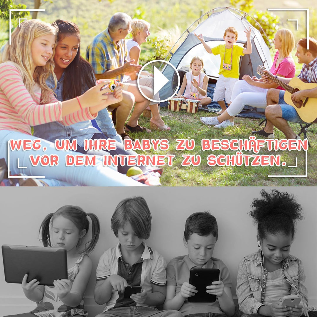 ARNSSIEN Digitalkamera für Kinder Kamera,2,4" IPS Kinderkamera mit 180°Flip | 1080P videokamera &amp; Se