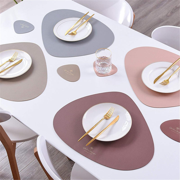 4er Set/6er Set Platzsets und Untersetzer Dreieck Oval Leder Tischset Wassertropfen Abwischbar Tisch