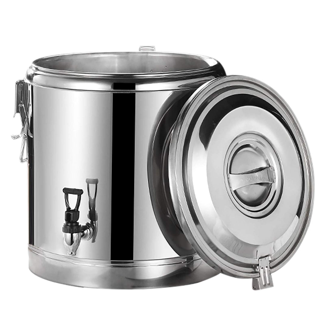 KEESUNG 40L Edelstahl Warmhaltebehälter mit Ablasshahn, Thermobehälter Speisenwärmer mit Deckel, Cat