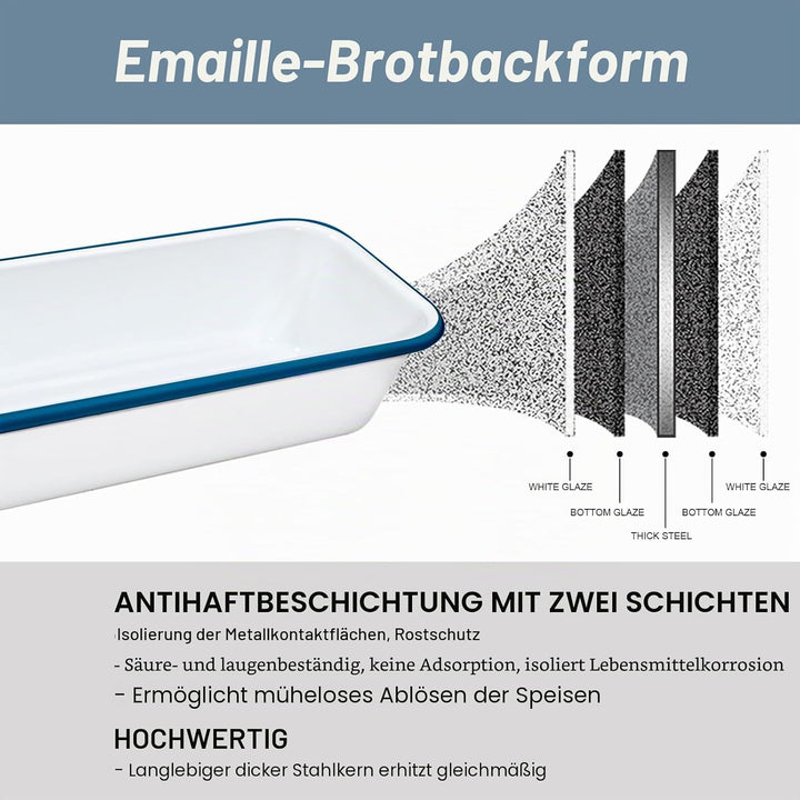 webake Brotbackform Emaille Kastenform Brotform Rechteckige Backform für Kuchen, Toastbrot, 32 x 13