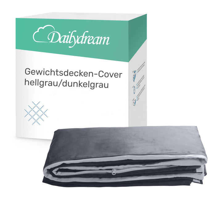 Dailydream Bezug für Erwachsenengewichtsdecke 135 x 200 cm | zweifarbig grau | 100% Baumwolle | Ersa