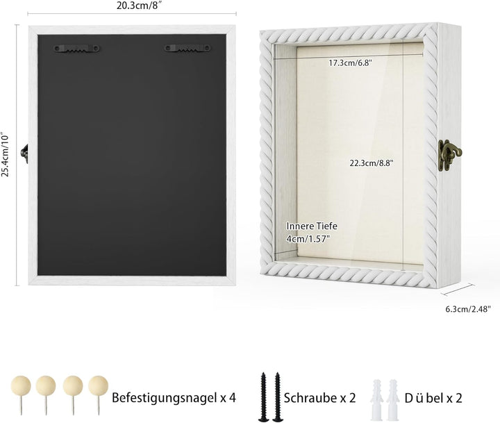 Alsonerbay 3D-Bilderrahmen 20x25cm, Objektrahmen mit Schattenbox und Glasscheibe für Hochzeit, Taufe