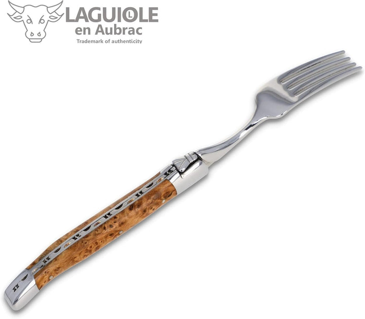 LAGUIOLE en Aubrac 6er Set Gabeln - Gemischte Hölzer Passend zu den Steak-Messern aus Frankreich Sta