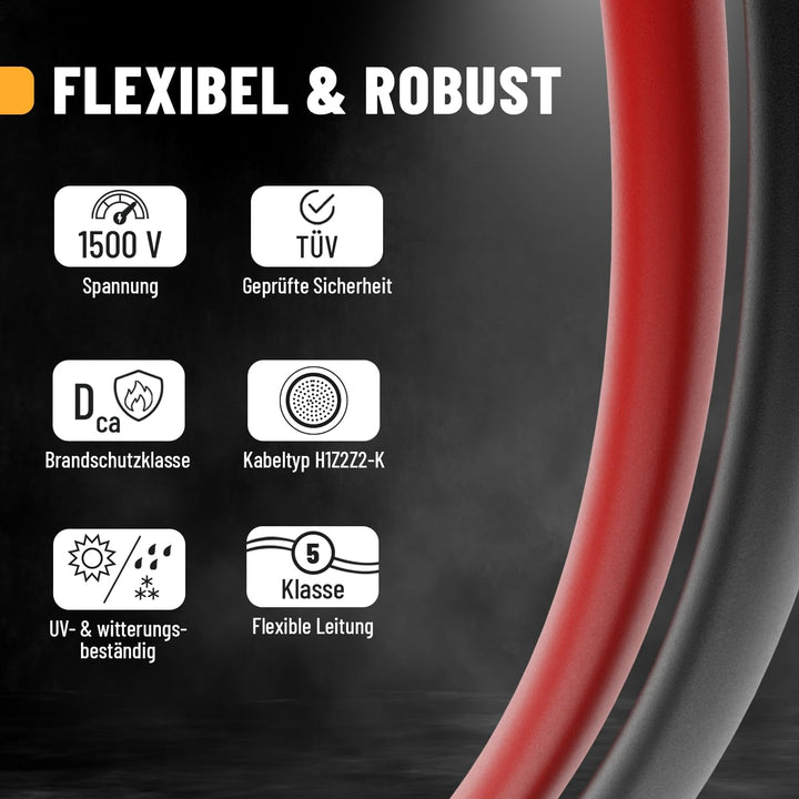 ABSINA 4x 5 Meter Solarkabel 4mm2 H1Z2Z2-K schwarz & rot - PV Kabel 4mm2 UV-beständig - Solarleitung