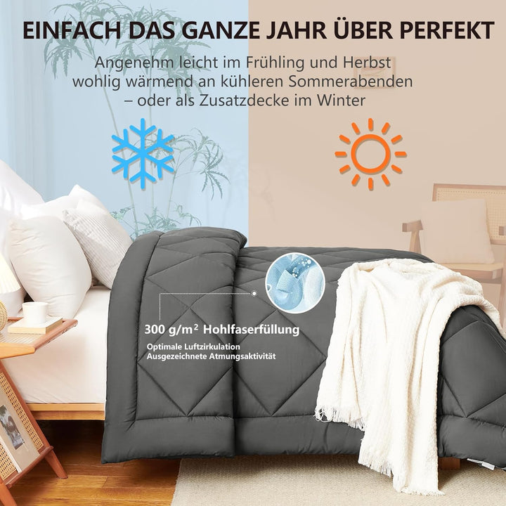 WAVVE Bettdecke 135x200 cm Ganzjahresdecke 4 Jahreszeiten, Steppdecke 300gsm Mikrofaser 135x200cm, S