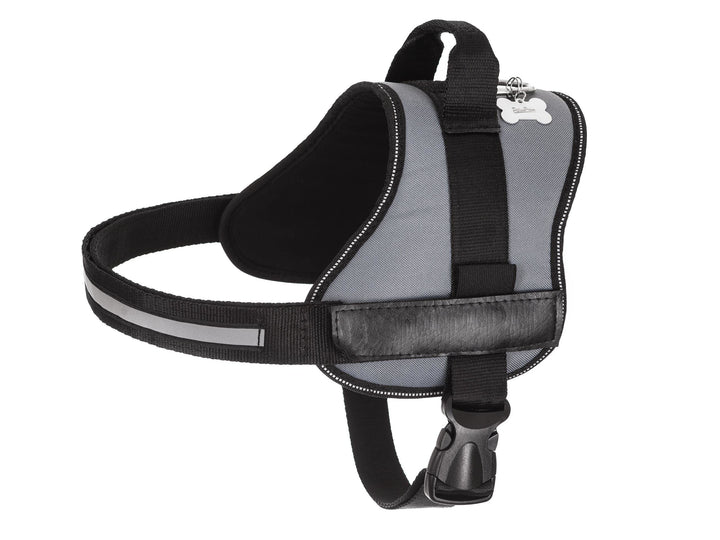 Geschirr für Hunde, Drucklos, Hundegeschirr, Reflektierend, Beschriftungen, R3: 57-70 cm, Asche R3: