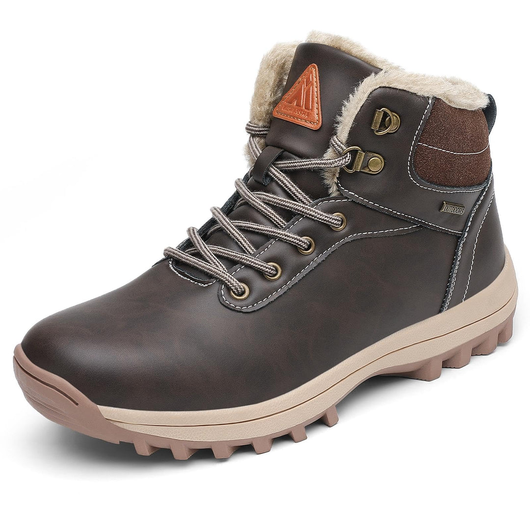 Mishansha Unisex Winterschuhe Warme Gefütterte Winterstiefel Wasserdicht Wanderschuhe Gr.36-48, Brau
