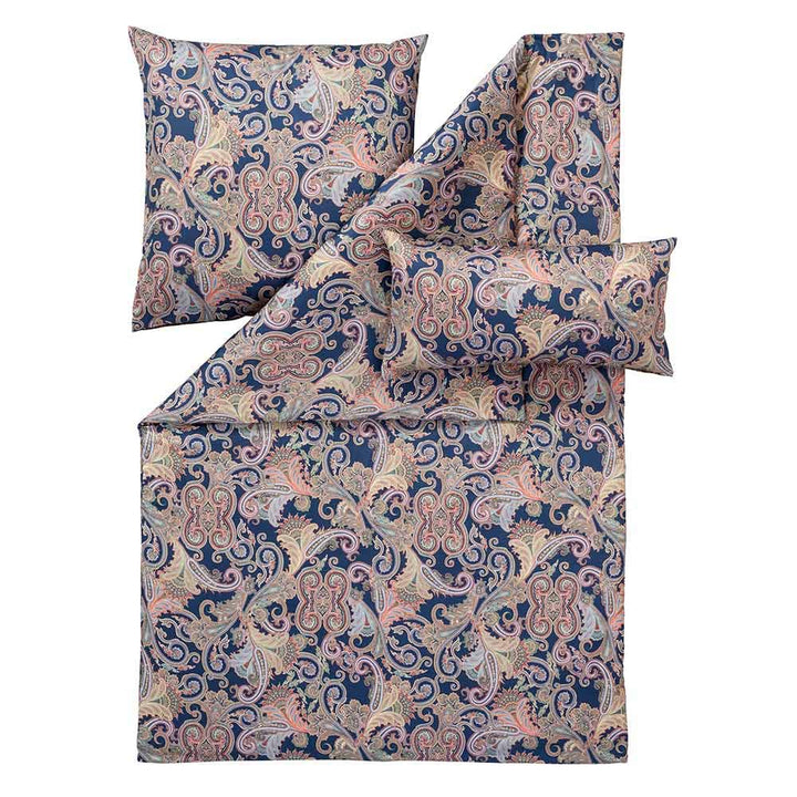 ESTELLA Mako-Satin Bettwäsche Ornelio Marine 135x200 cm + 80x80 cm + 40x80 cm, 135x200 cm + 80x80 cm