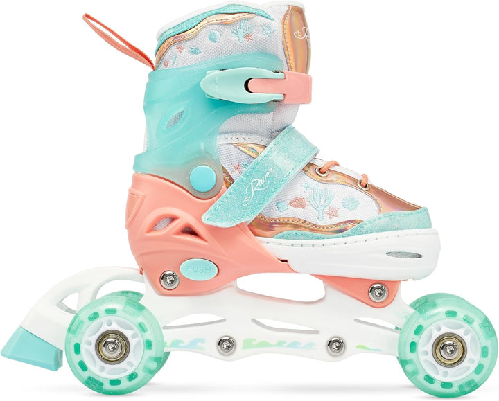 RAVEN 3in1 Inline Skates Triskates Rollschuhe Inliner für Kinder Mädchen verstellbar 34-37 (21,5cm-2