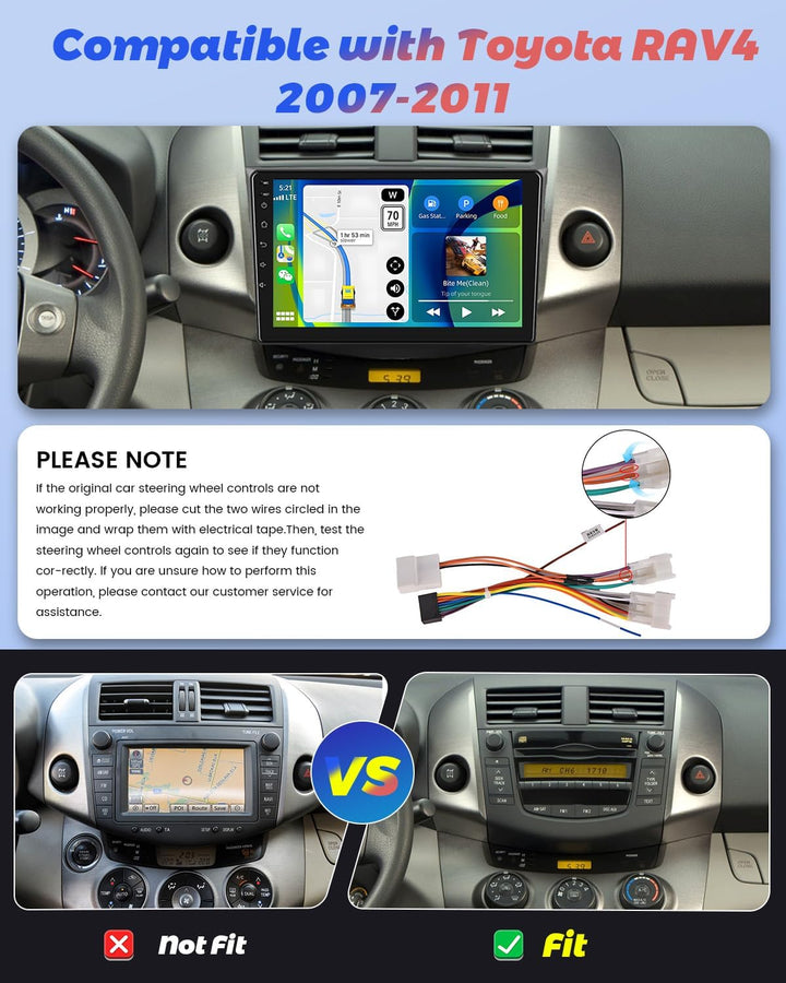 Hikity [2+64GB] Android 15 Autoradio, Wireless Carplay Android Auto, für Toyota RAV4 2007-2011 Radio