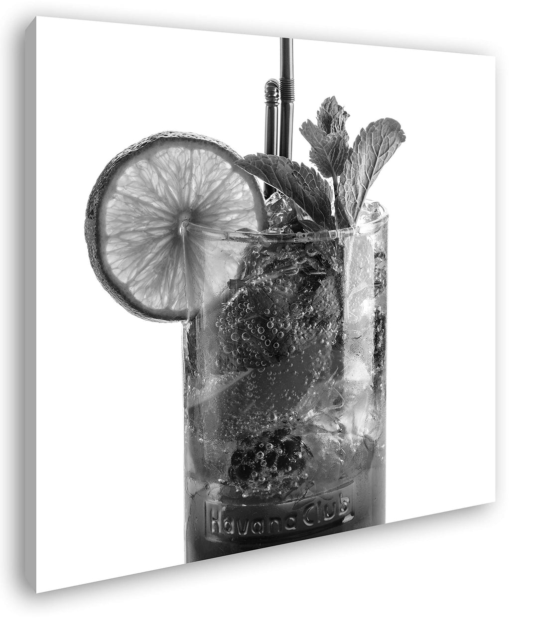 deyoli Cocktail Mojito Format: 60x60 Effekt: Schwarz&Weiss als Leinwandbild, Motiv fertig gerahmt au