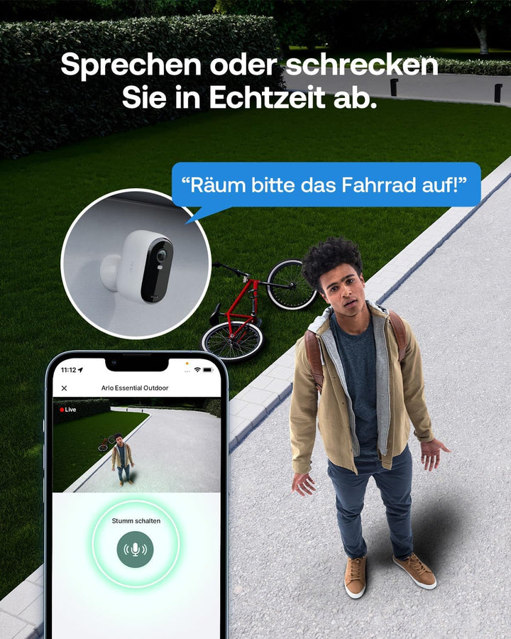 Arlo Essential 3 HD Überwachungskamera Aussen WLAN & 2 Solar Panel, Kabellos, 1080p Video, Farbnacht