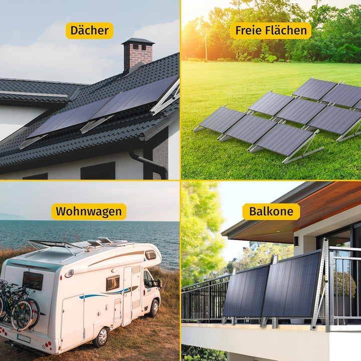 Balkonkraftwerk Halterung im 2er Set (bis 114cm) I Halterung für 2 Solarpanel-Module I Verstellbar v