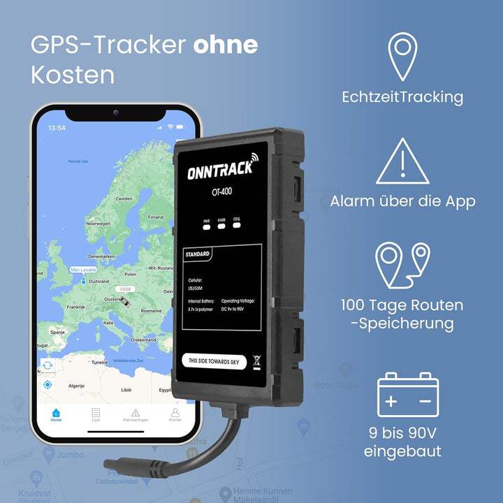 Onntrack 400 Einbau GPS-Tracker - Lebenslange kostenlose Tracking, für Auto, LKW, Wohnmobil, Echtzei