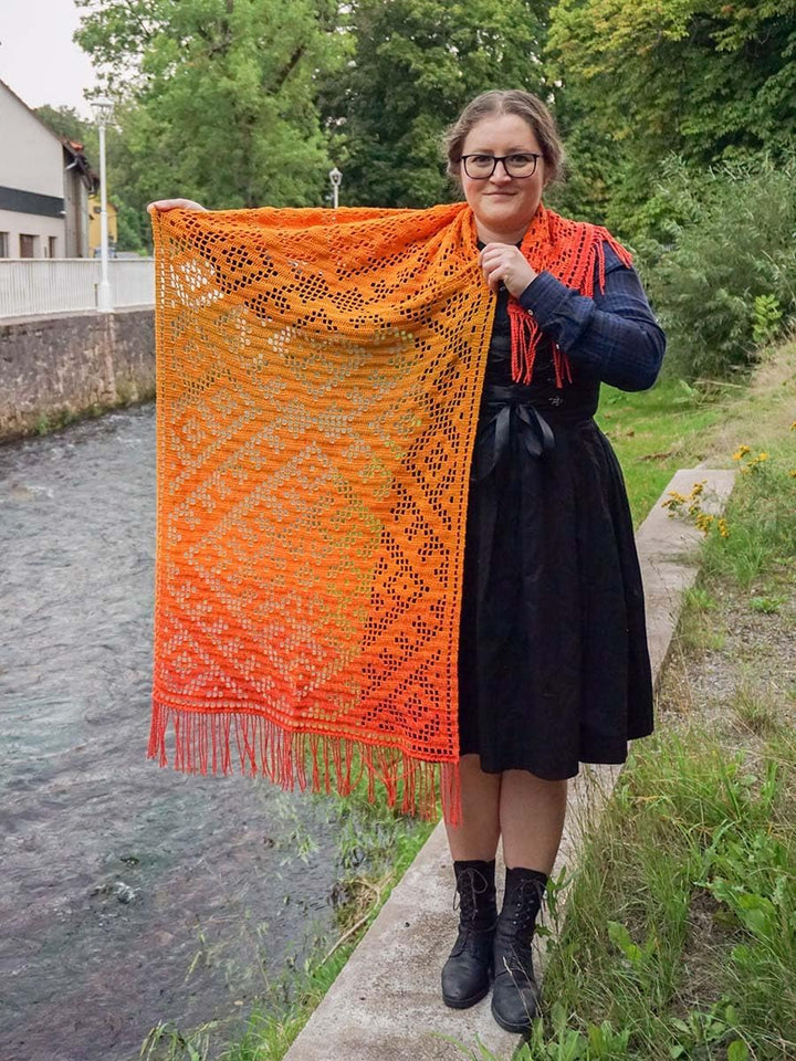 Ombré Garn Darova Filet-Schal Häkelset 4-fädig 1,500m inklusive Anleitung (DA0005), DA0005