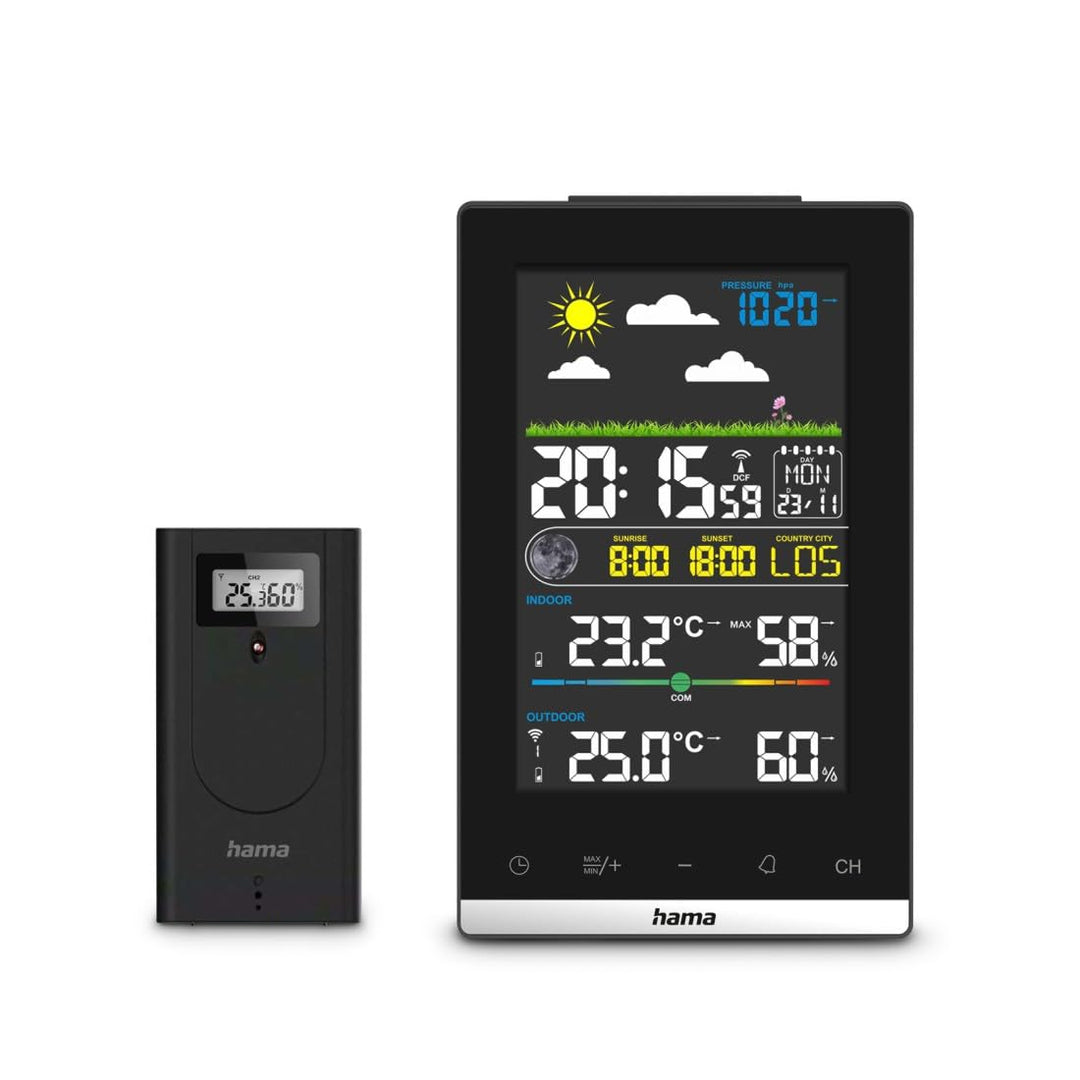 Hama Wetterstation Funk mit Aussensensor (Wettervorhersage, Luftdruck, Hygrometer, Wetterstation zuh