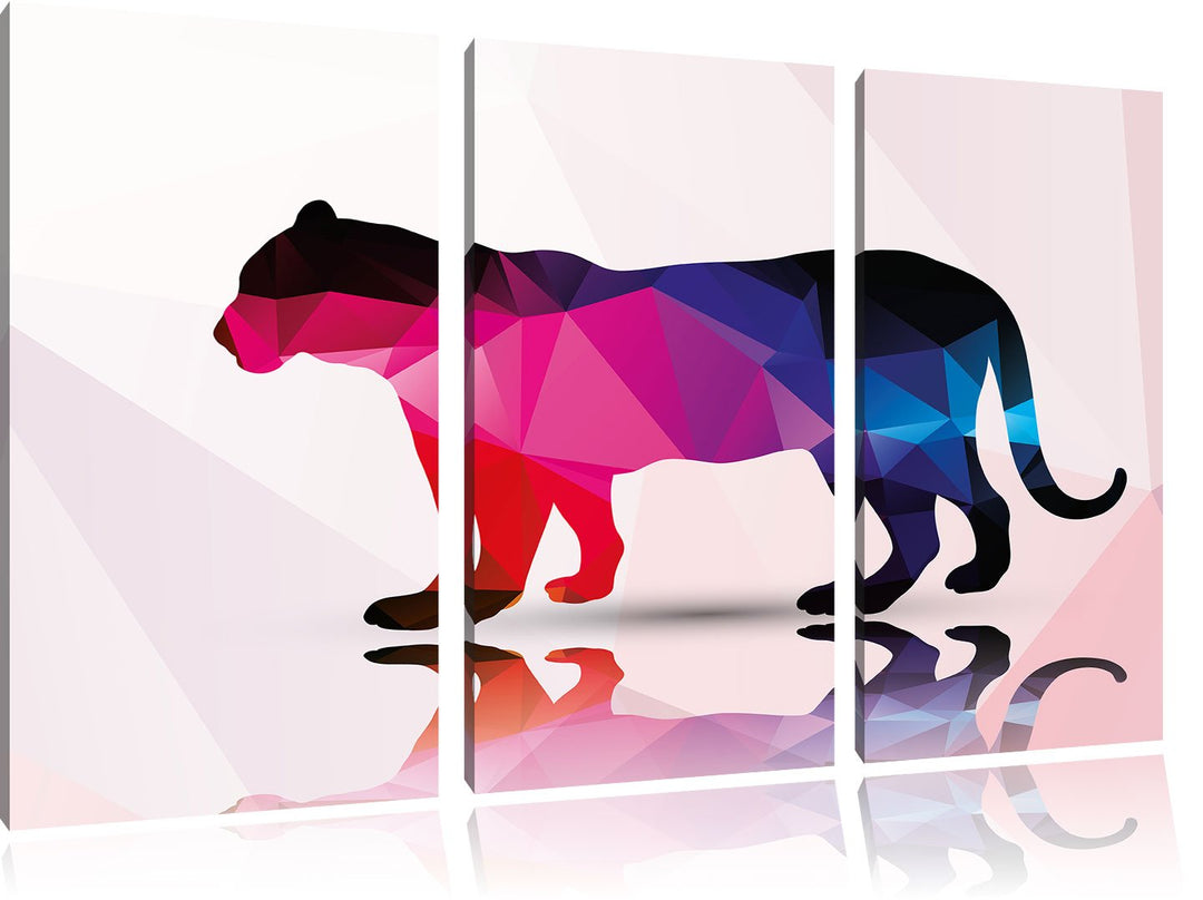 Pixxprint eleganter Vector Puma als Leinwandbild/Grösse: 3 Teilig (120x80 cm) cm/Wandbild/Kunstdruck