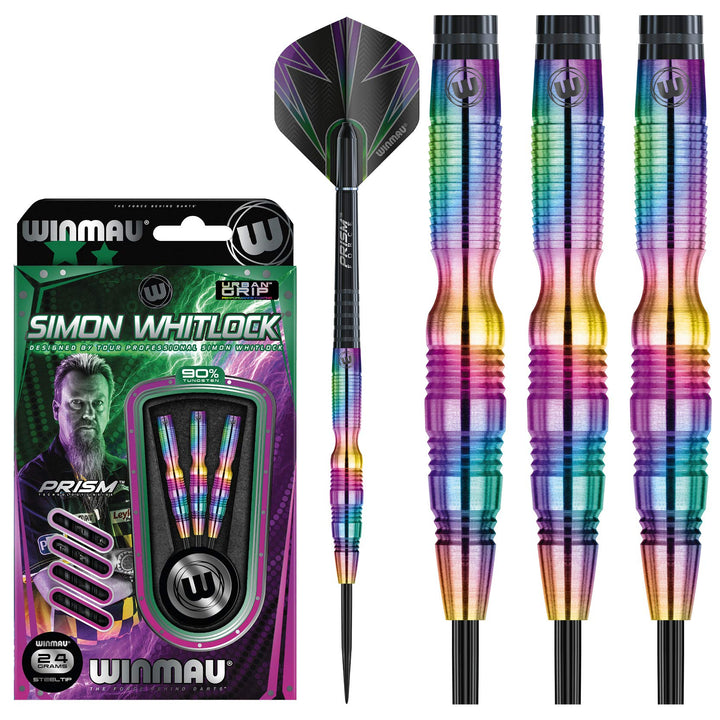 WINMAU Champions - Simon Whitlock 3: 24g Profi Wolfram Steeltip Dartpfeile Set mit Flights und Schäf