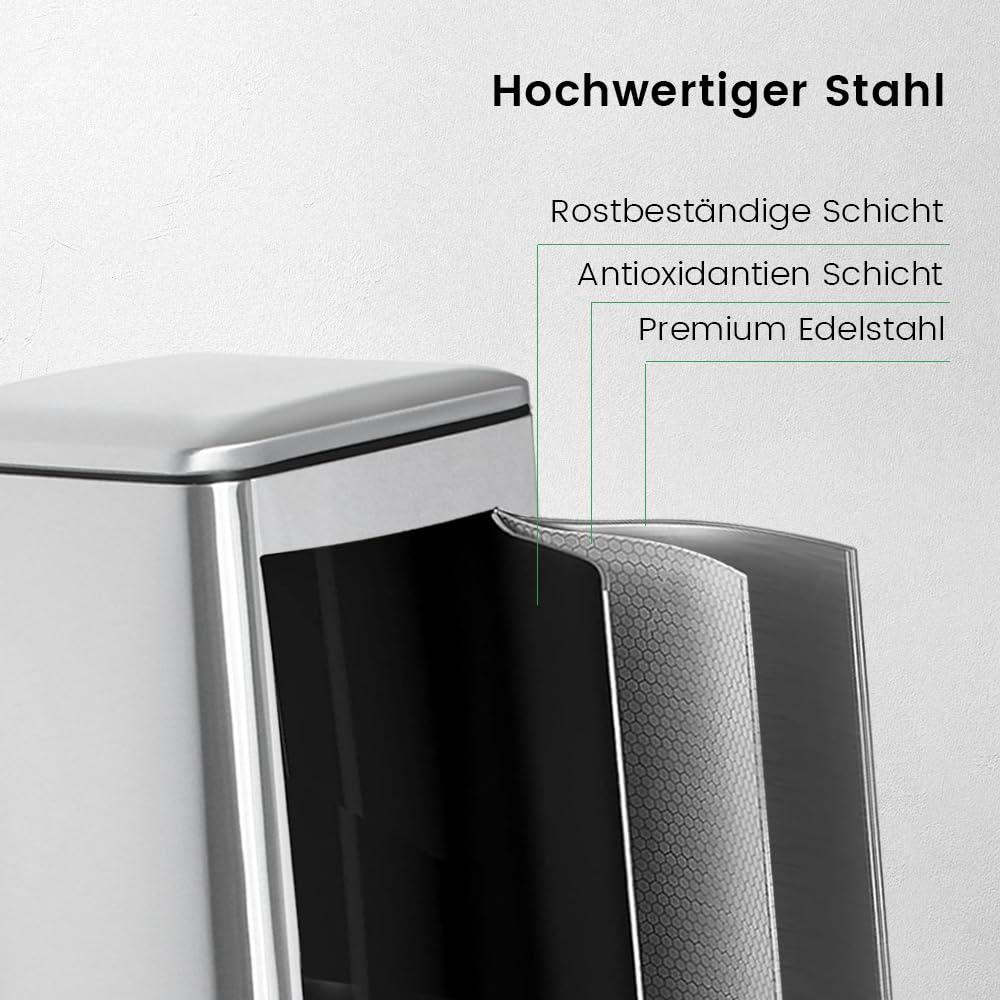 Mülleimer Bad,6L Kosmetikeimer mit Softclose Deckel,6L Badezimmer Mülleimer mit Inneneimer,6 Liter Q