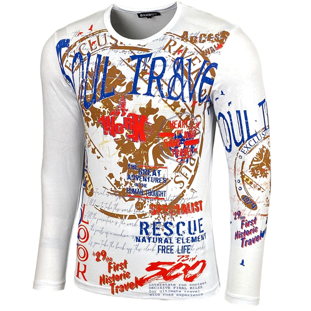 Herren Longsleeve T-Shirt Moderner Männer Langarmshirt Langarm Sweatshirt 704 L Weiss, L Wei&amp;