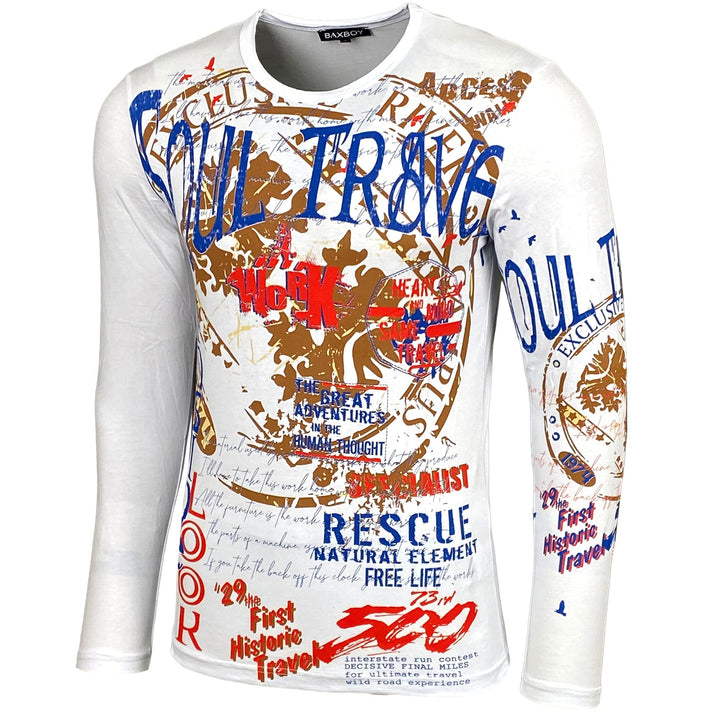 Herren Longsleeve T-Shirt Moderner Männer Langarmshirt Langarm Sweatshirt 704 L Weiss, L Wei&amp;
