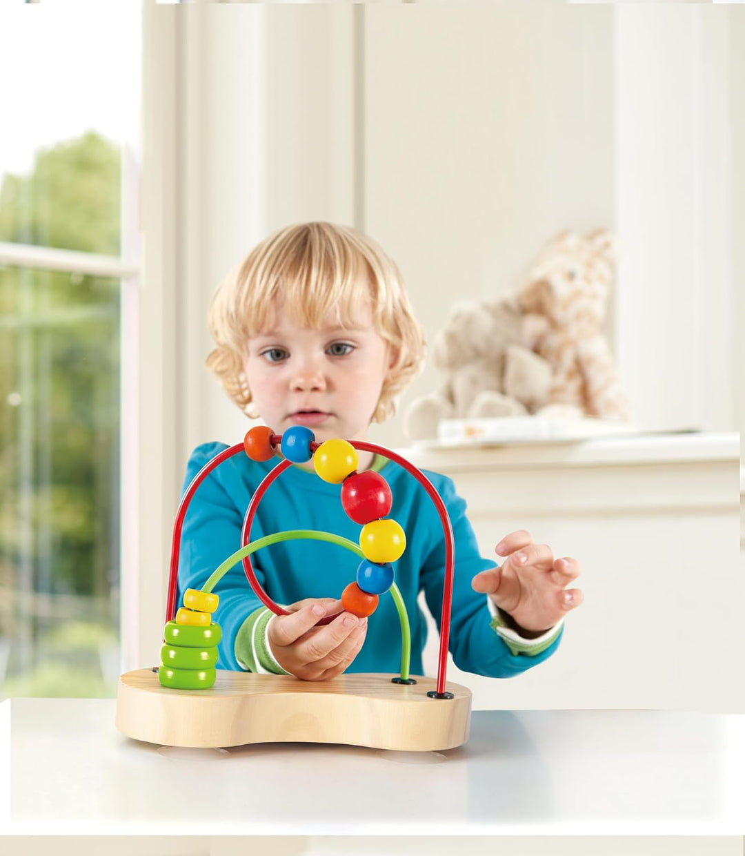 Hape Double Bubble Holzperlen-Labyrinth | Preisgekröntes pädagogisches Draht-Achterbahn-Sortier-Puzz
