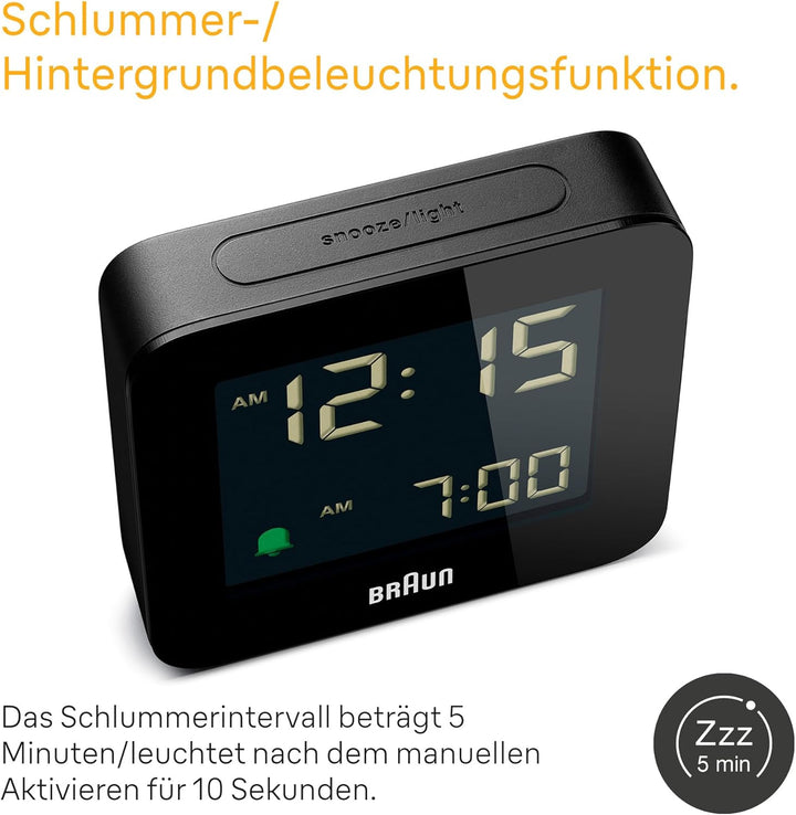 Braun Digitaler Wecker Schlummerfunktion, Negatives LC-Display, Schnelleinstellfunktion, Crescendo-A