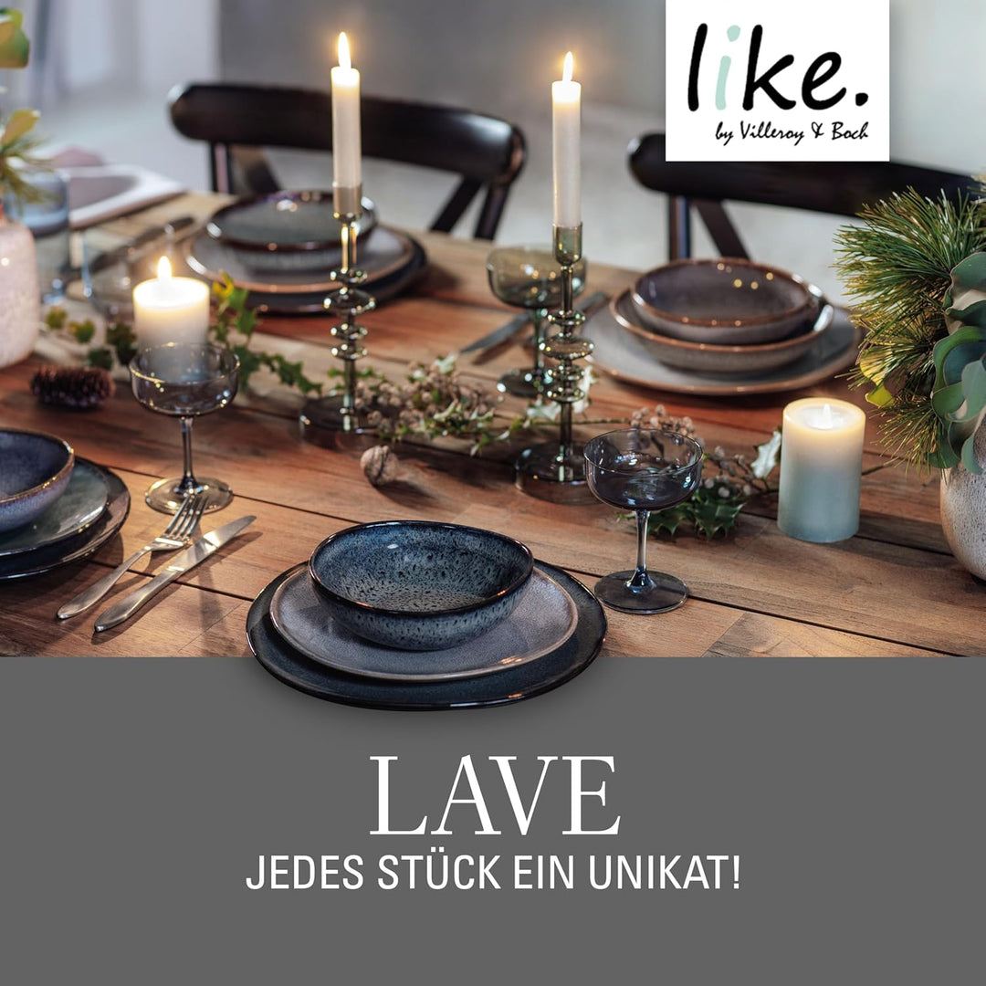 like. by Villeroy & Boch – Lave gris Servierplatte 32x31,5x3 cm, Servierplatte grau, Steingut, mikro