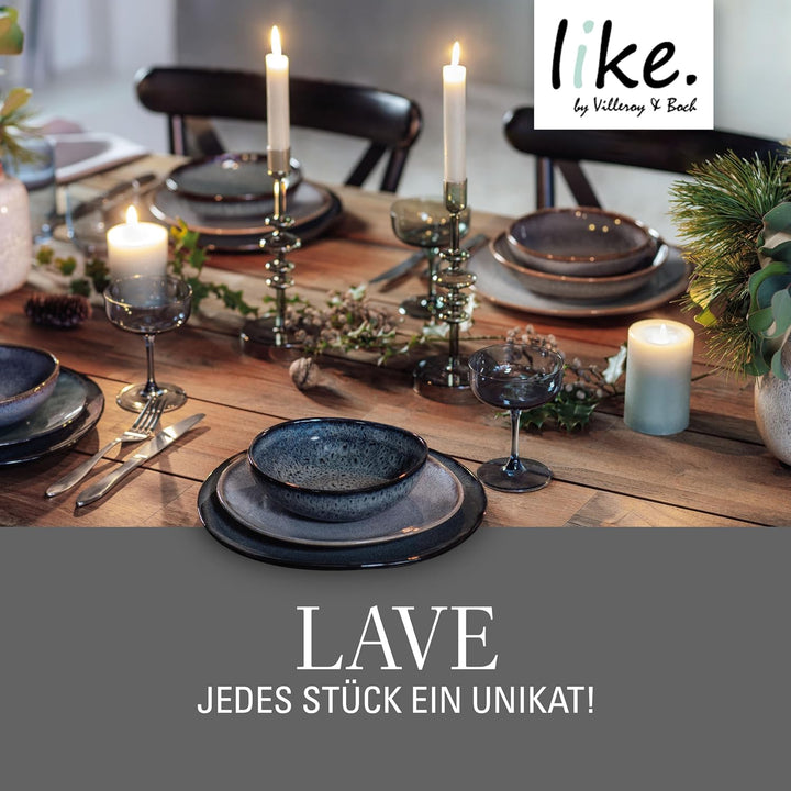 like. by Villeroy & Boch – Lave gris Servierplatte 32x31,5x3 cm, Servierplatte grau, Steingut, mikro
